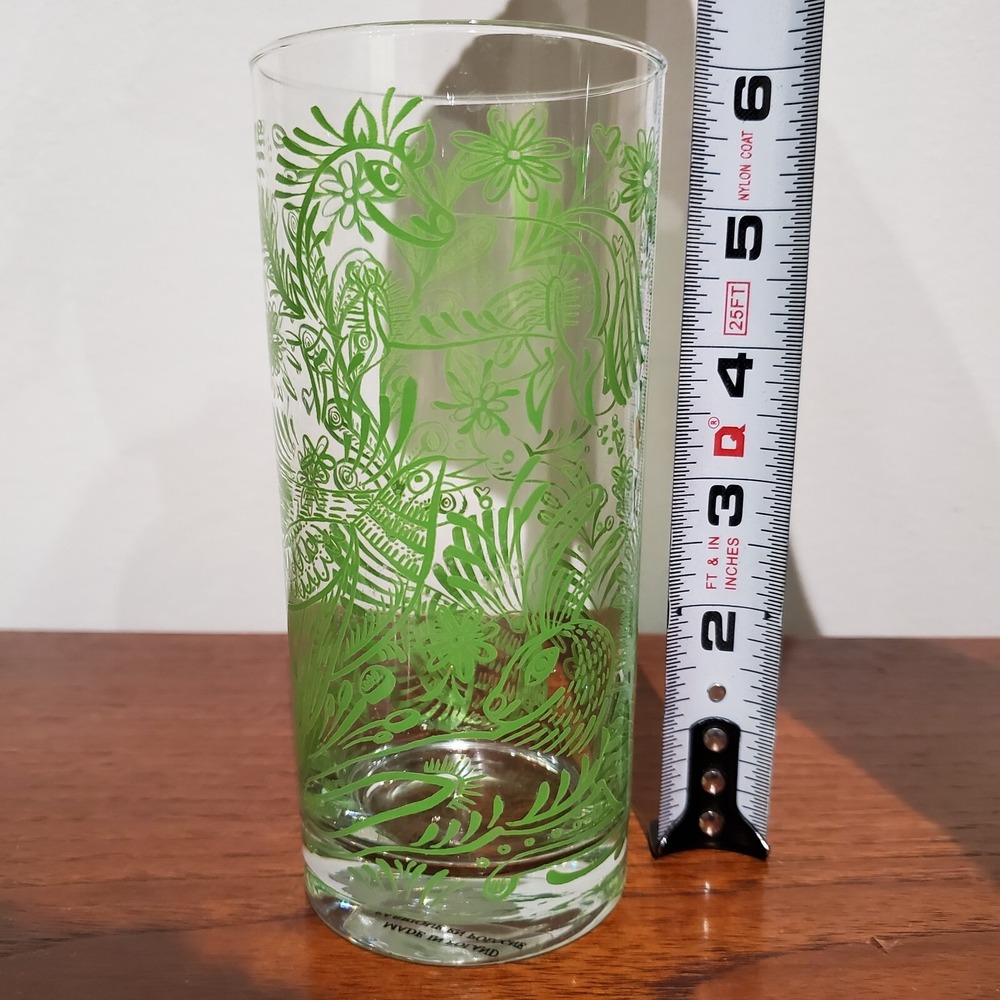 Vintage Glass Tumbler Made In Poland animal and leaf motif 6" tall - Picture 9 of 10